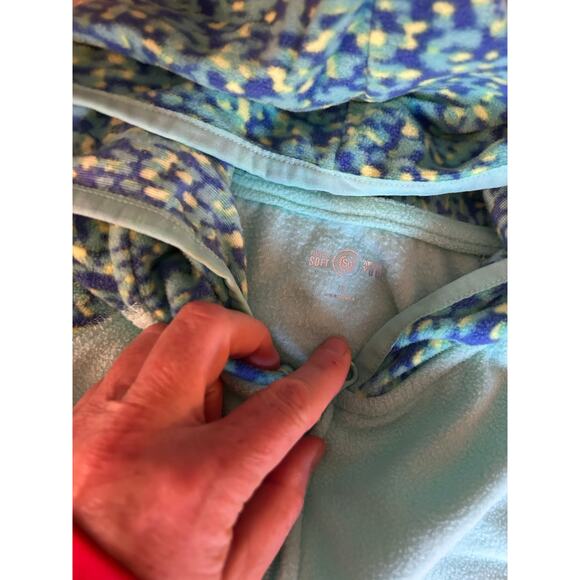 SO teal fleece zip up hoodie size 7/8 - Picture 2 of 2